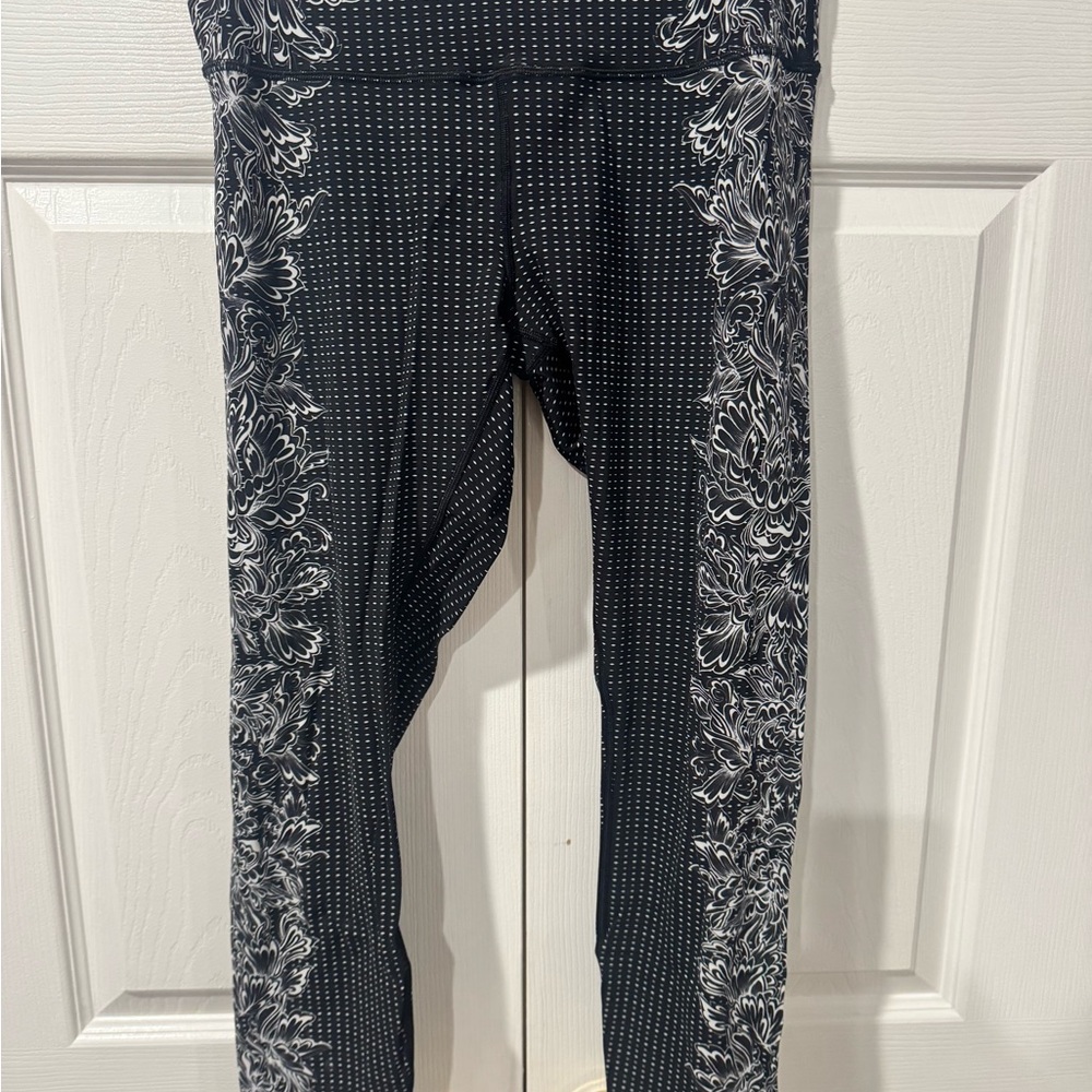 lululemon athletica Kids Black and White Floral Leggings